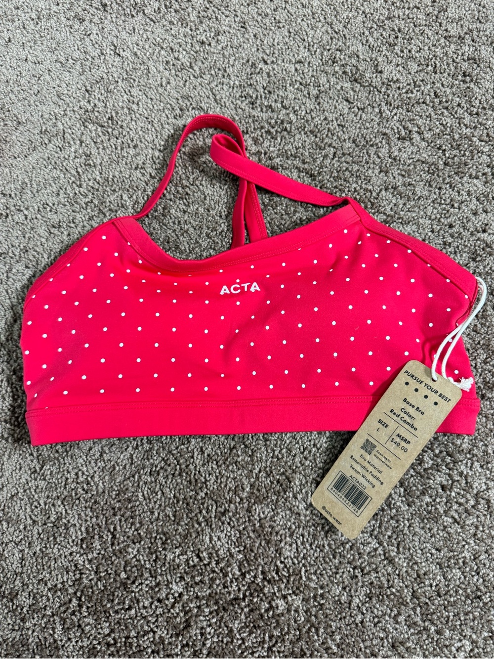 NWT ACTA Red Polka Dot Set - L Base Bra & M Biker Shorts - Picture 4 of 6